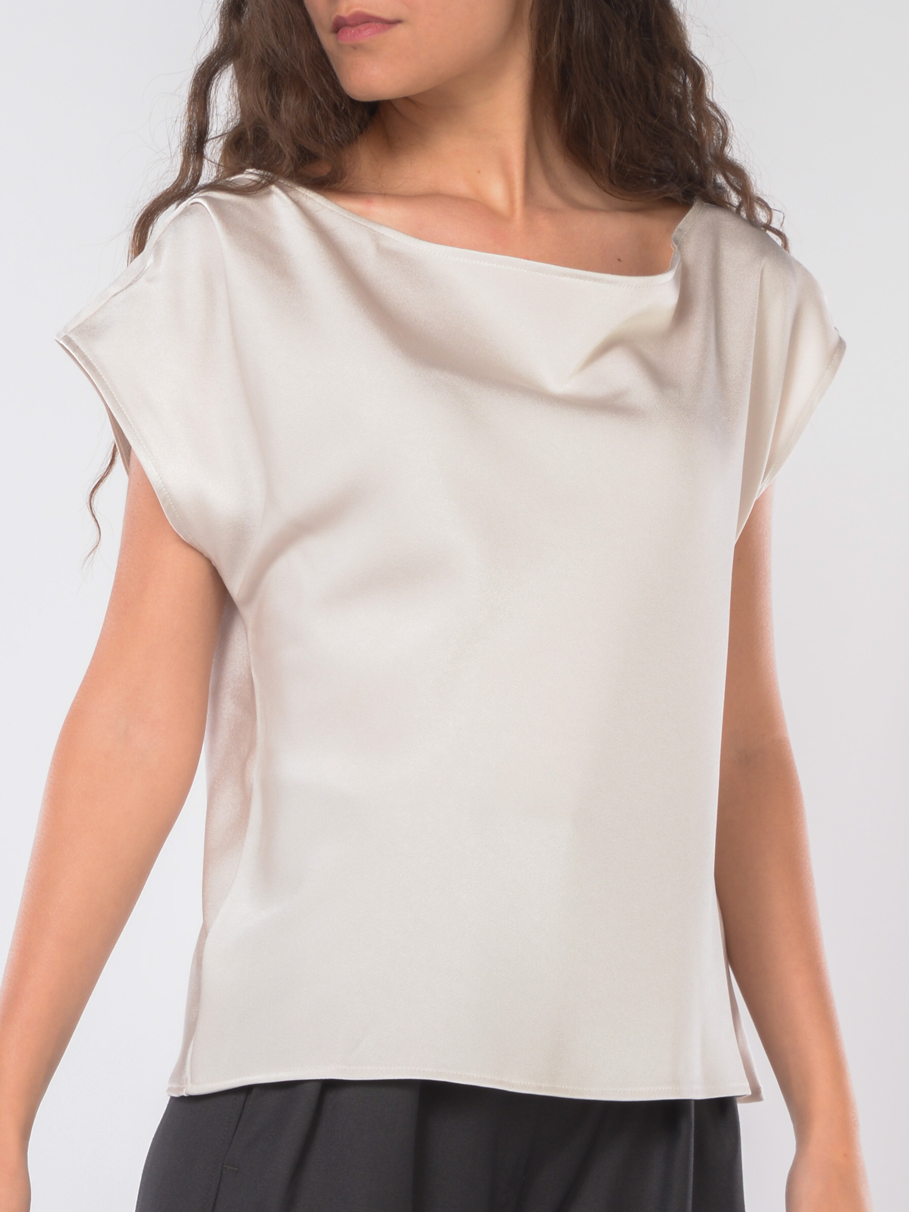 blusa da donna Marella effetto raso con scollo asimmetrico