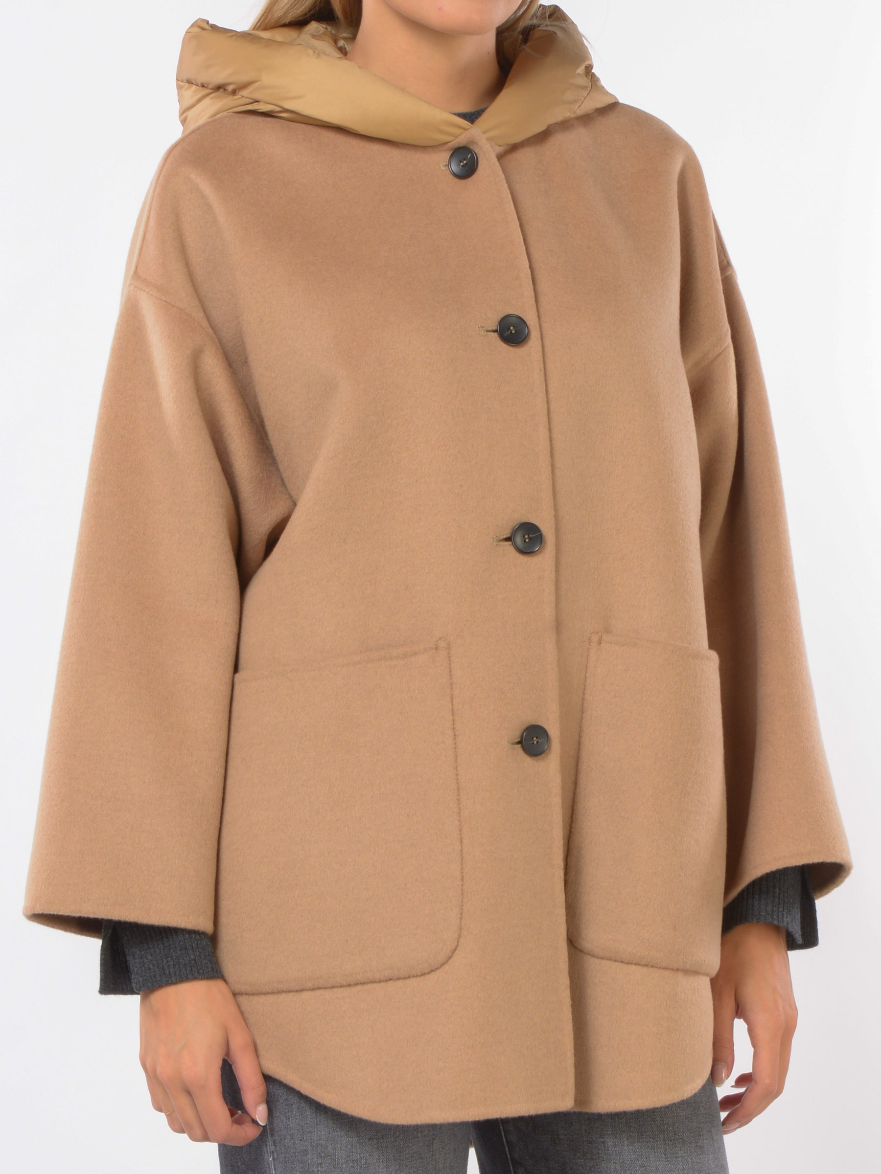 cappotto da donna Seventy in lana e cachemire con cappuccio