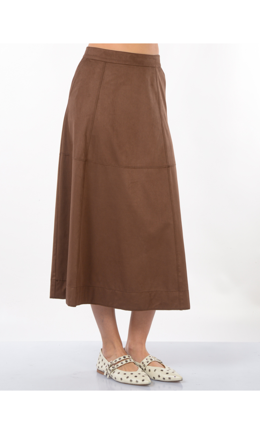 gonna Lunga da donna Oui svasata effetto camoscio