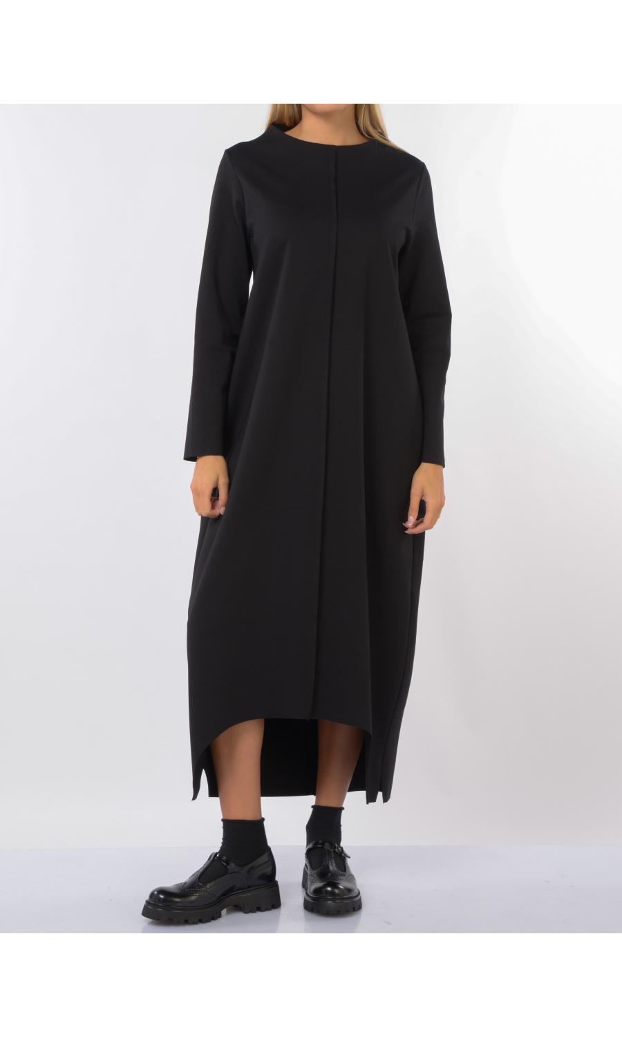 abito lungo da donna Jurere in jersey con fondo asimmetrico