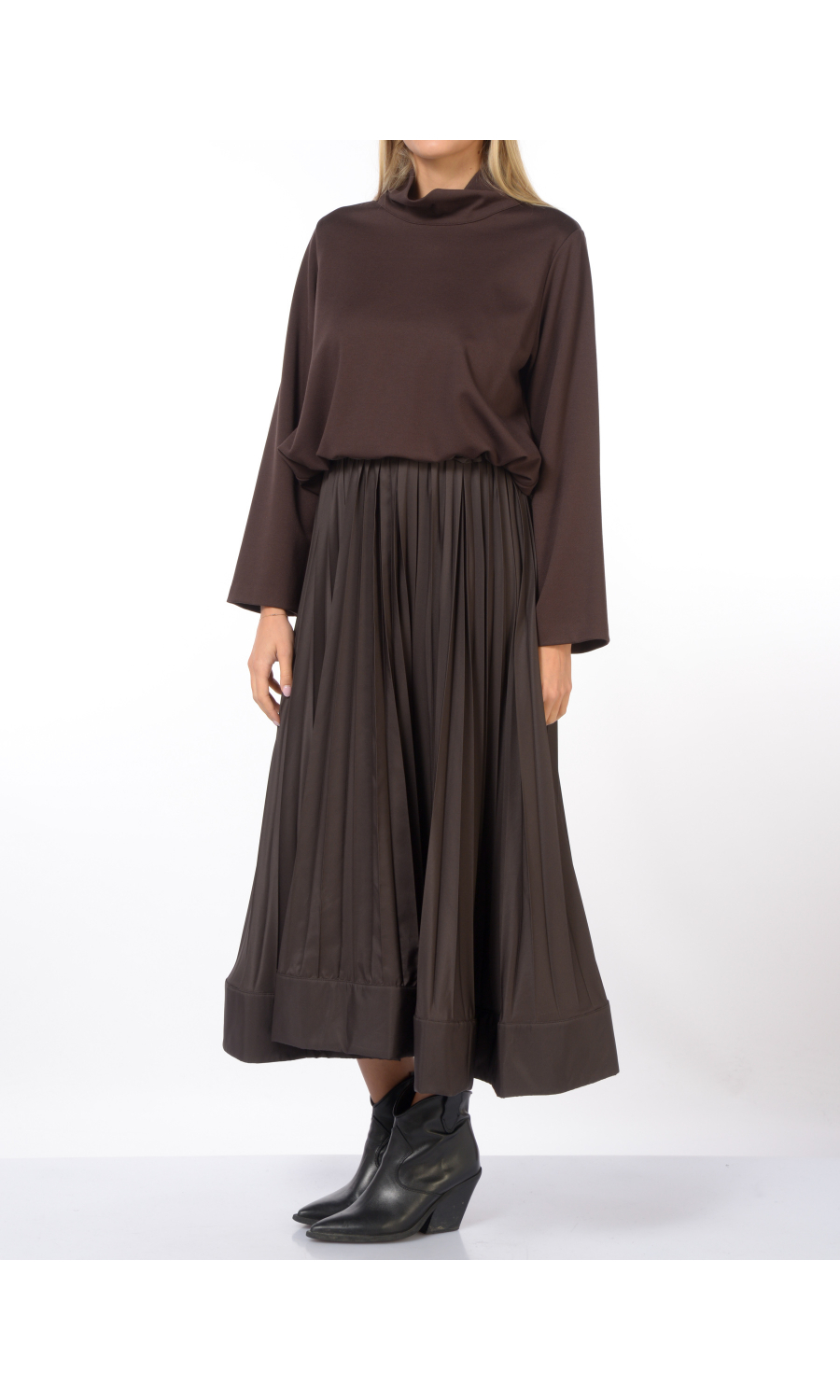 abito lungo da donna Meimeij a plisse' con blusa