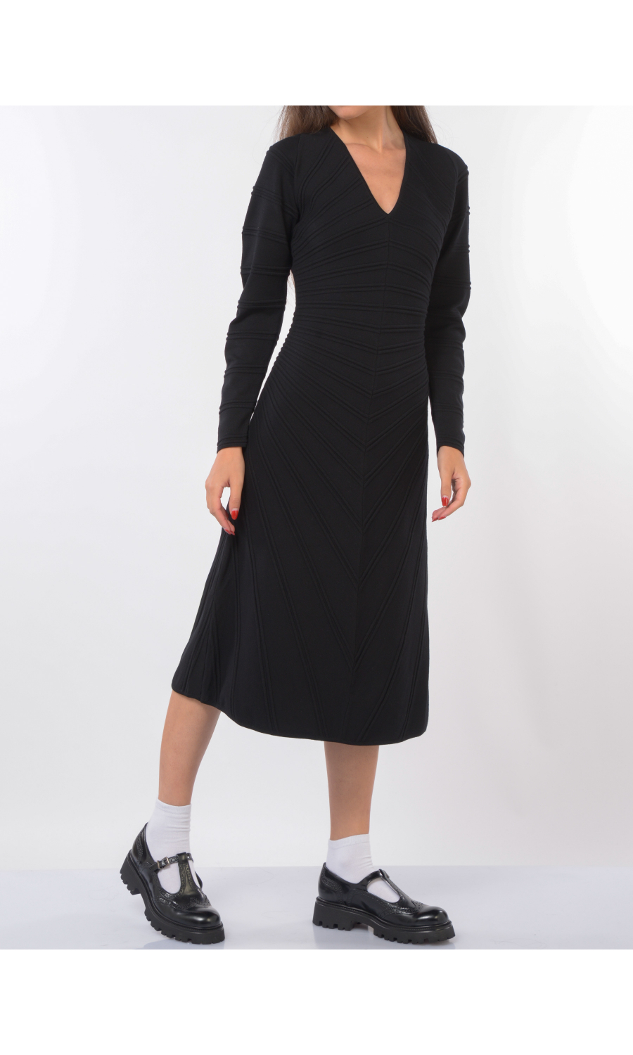 abito lungo da donna Twinset in maglia con nervature