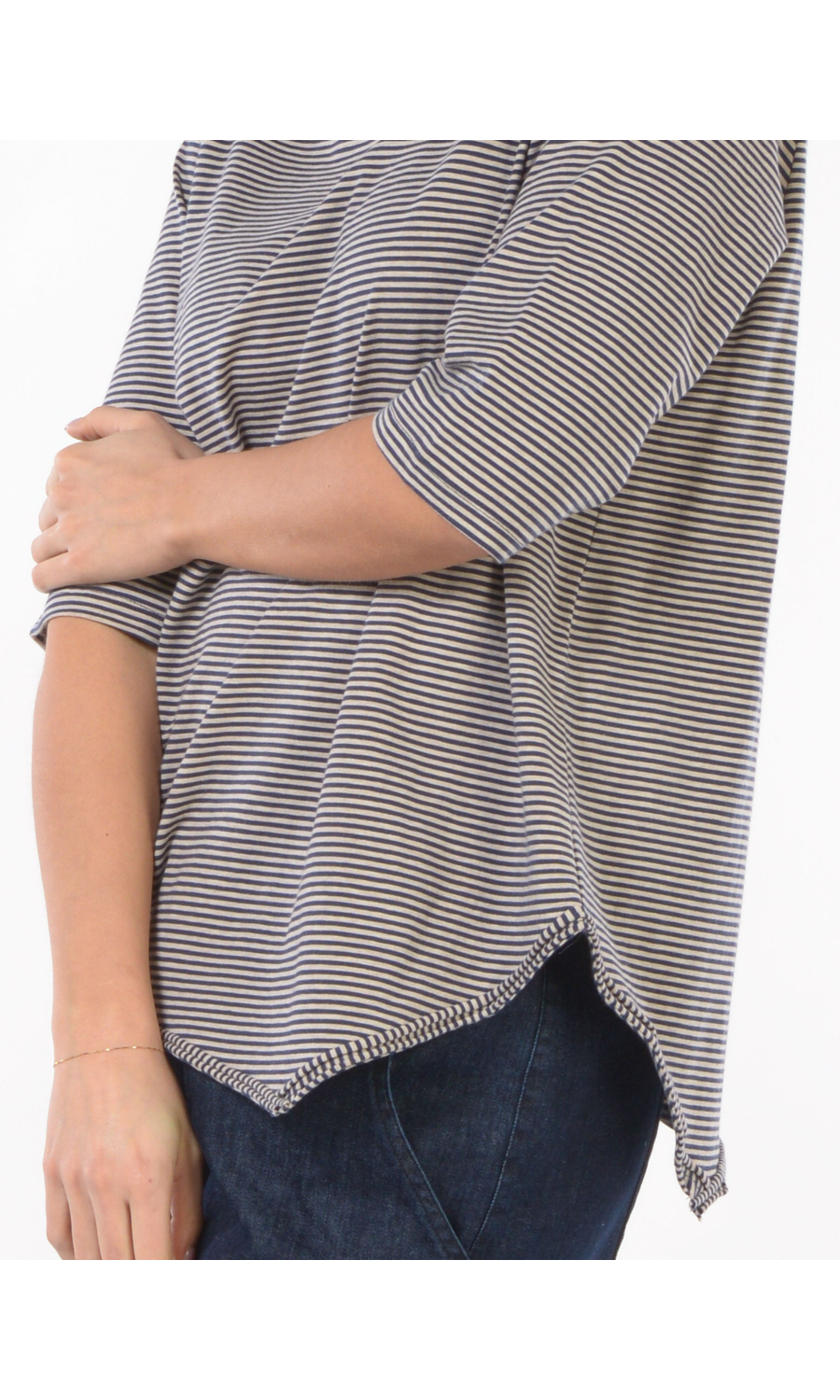 blusa da donna Jurere a righe con fondo asimmetrico