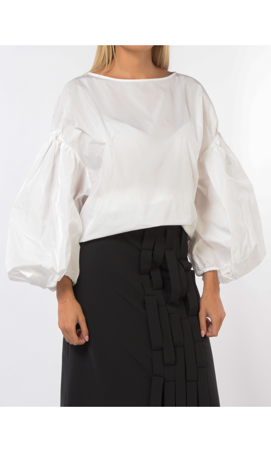 blusa da donna Meimeij con maniche a palloncino e scollo a barchetta