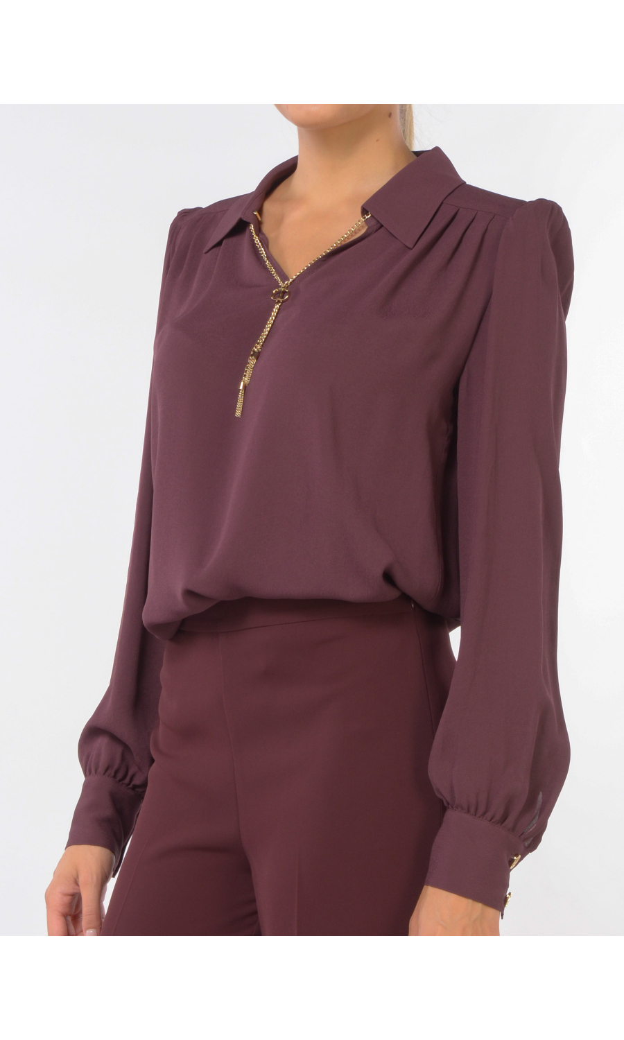 blusa da donna Twinset in crepe con collana logo