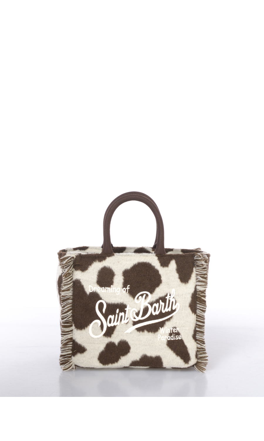 borsa a mano da donna Mc2 Saint Barth Mini in feltro fantasia mucca