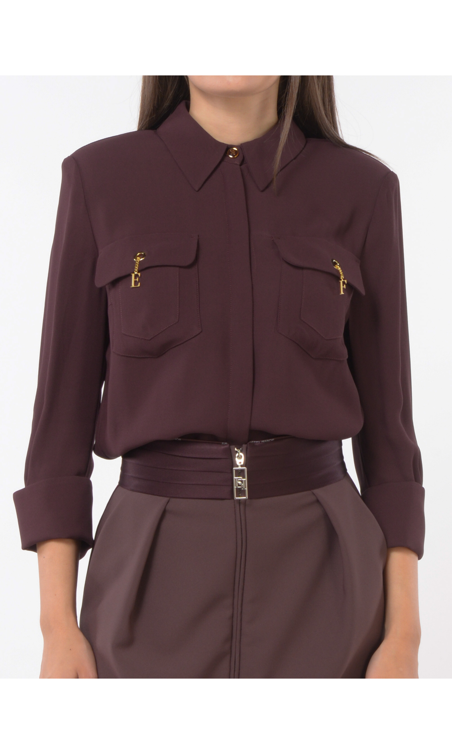 camicia da donna Elisabetta Franchi in georgette con tasche