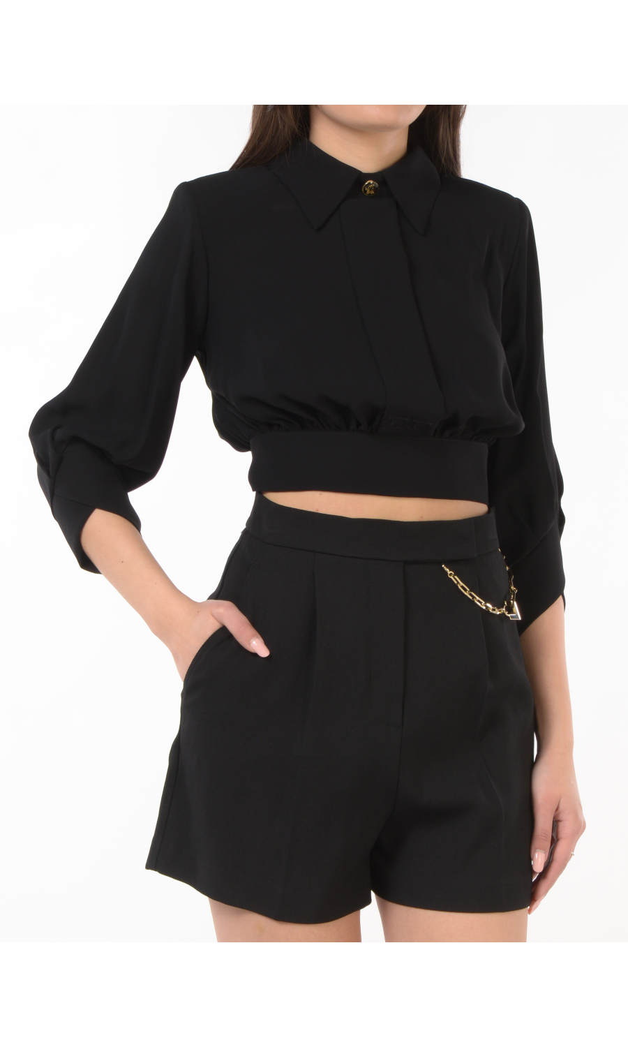 camicia da donna Elisabetta Franchi cropped con fiocco