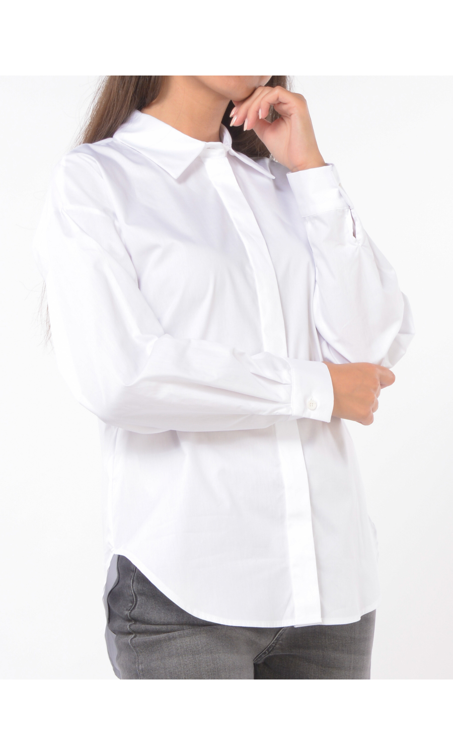 camicia da donna Kaos Jeans in cotone con spalla scesa