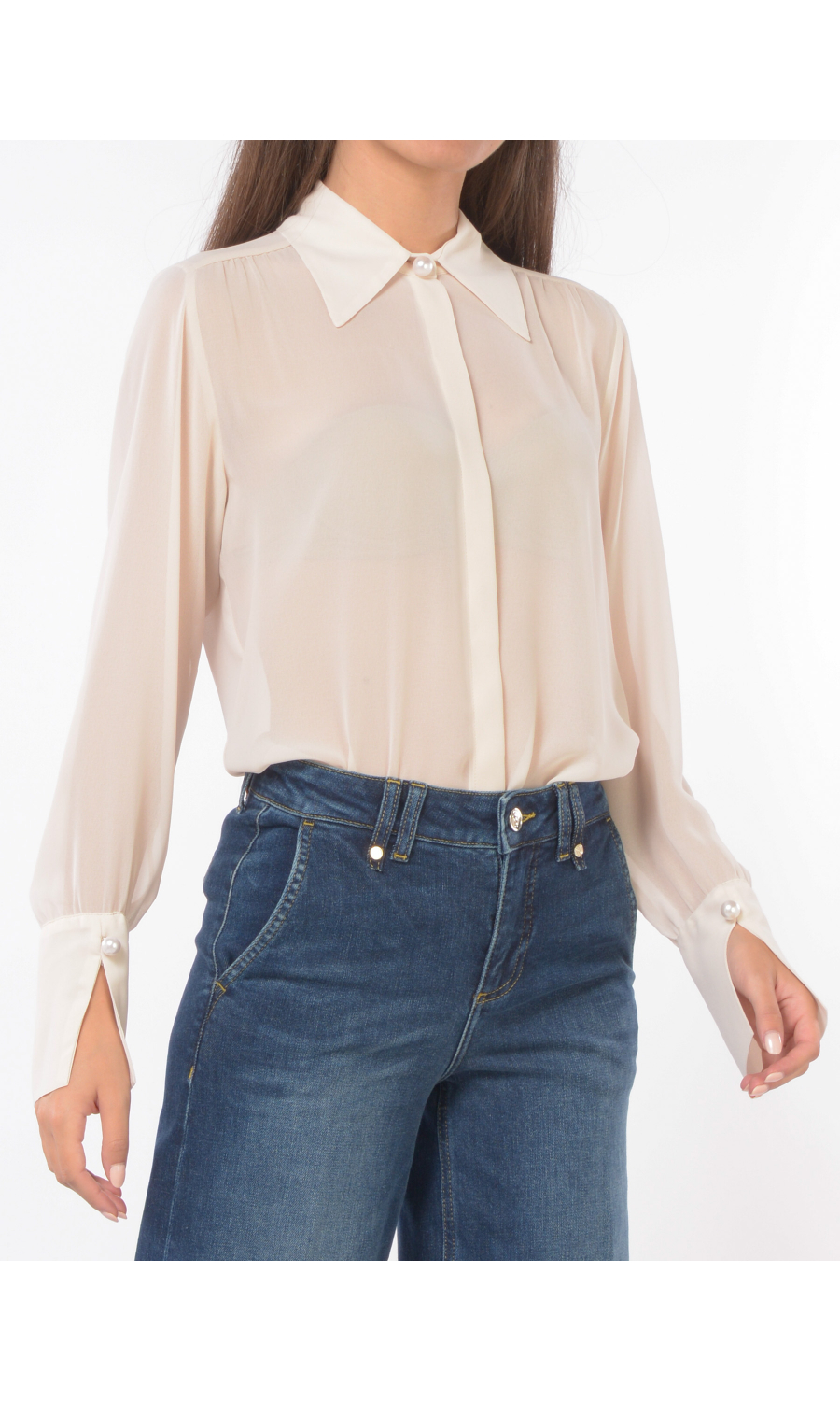 camicia da donna Liu Jo in tessuto fluido con perle