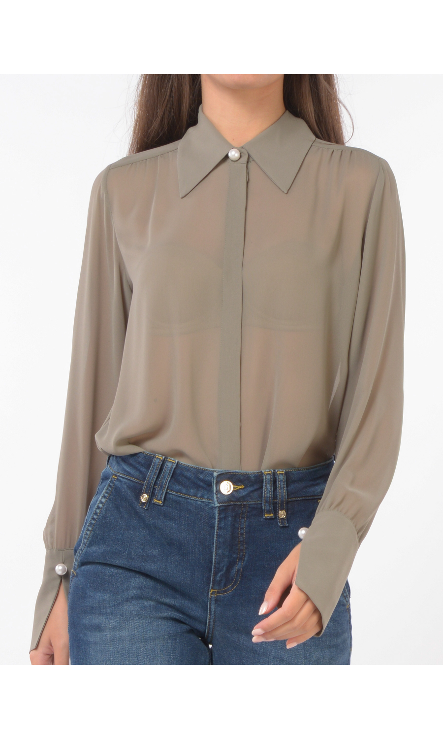 camicia da donna Liu Jo in tessuto fluido con perle