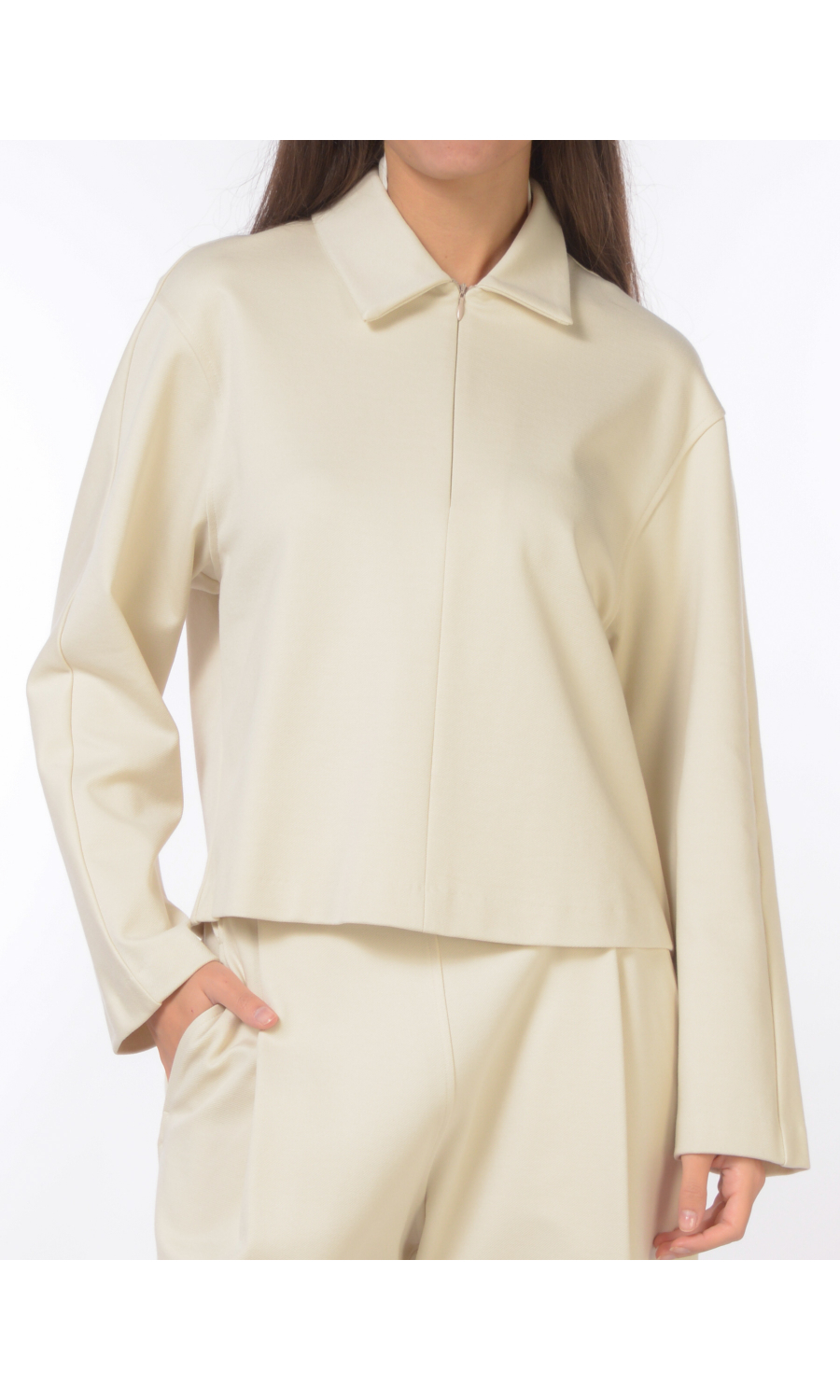 camicia da donna Meimeij in maglia con zip