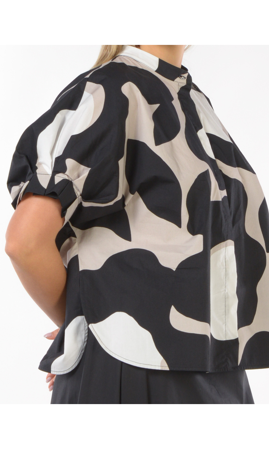 camicia da donna Meimeij a fantasia e collo alla coreana