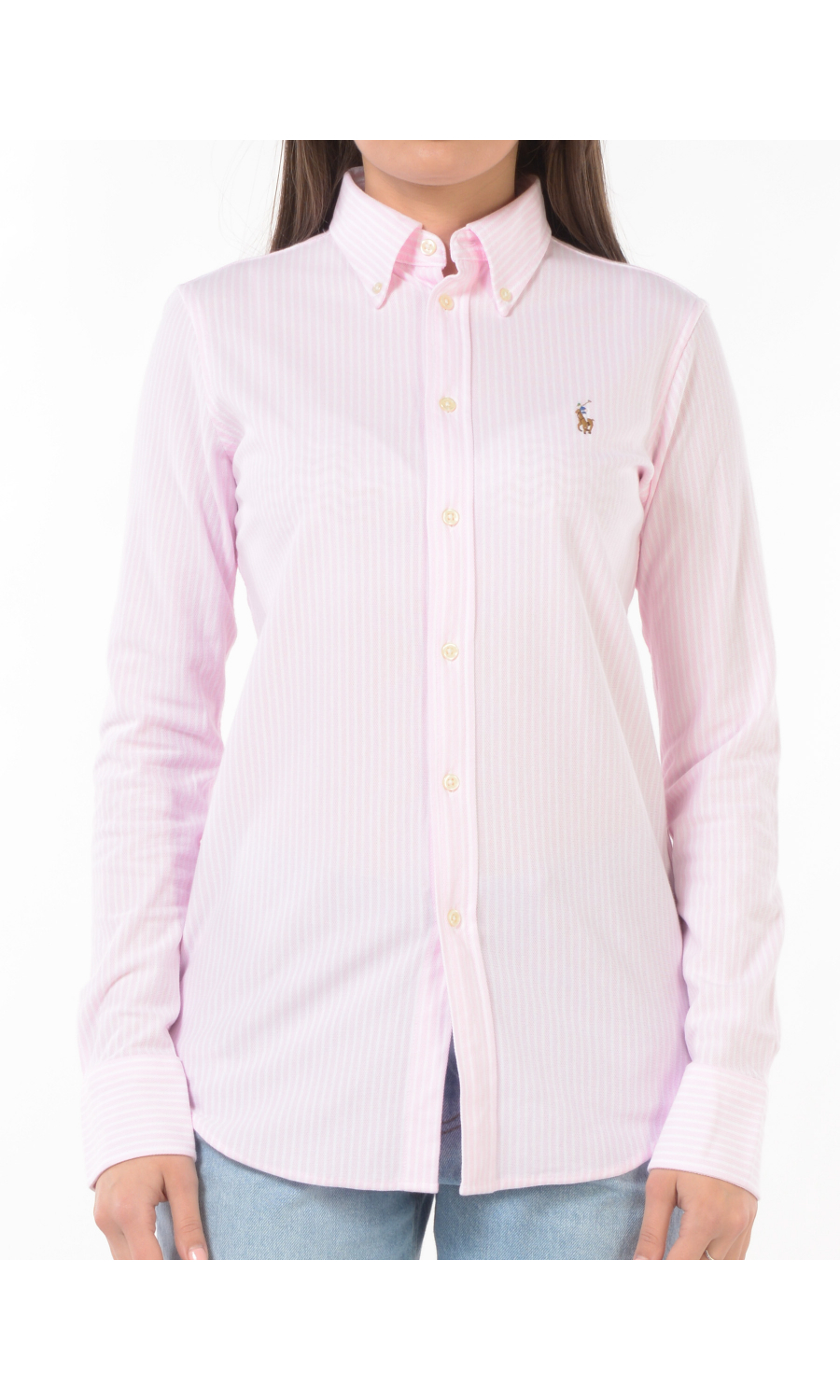 camicia da donna Ralph Lauren Knit Oxford a righe