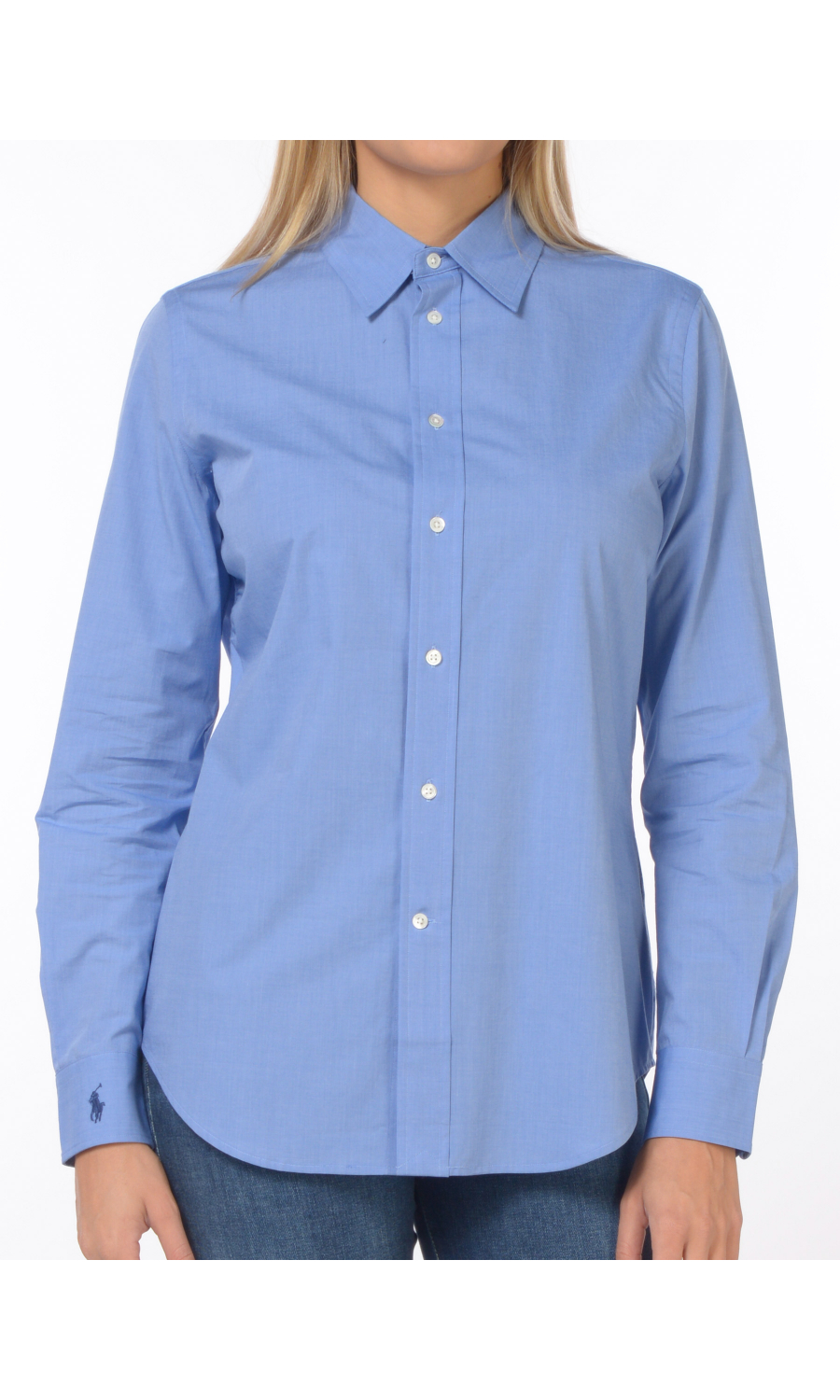 camicia da donna Ralph Lauren manica lunga tinta unita