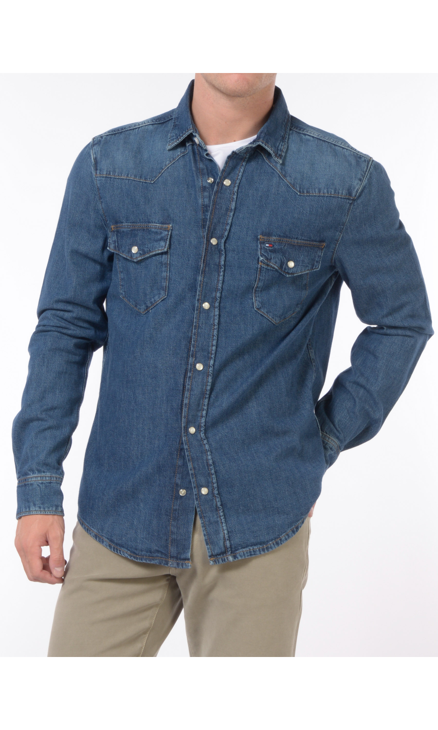 camicia da uomo Tommy Hilfiger in denim con tasche