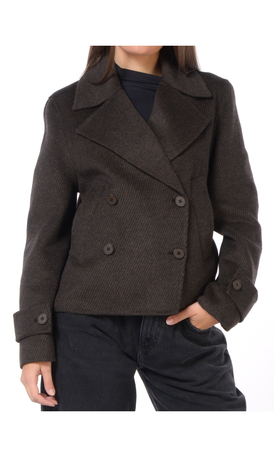 cappotto da donna Icona By Kaos effetto riga a doppiopetto