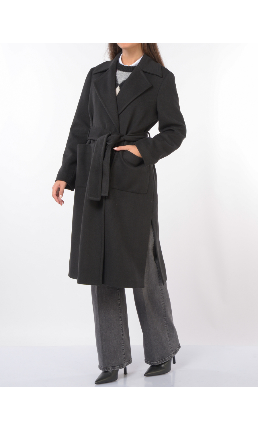 cappotto da donna Kaos Jeans con cintura e tasche