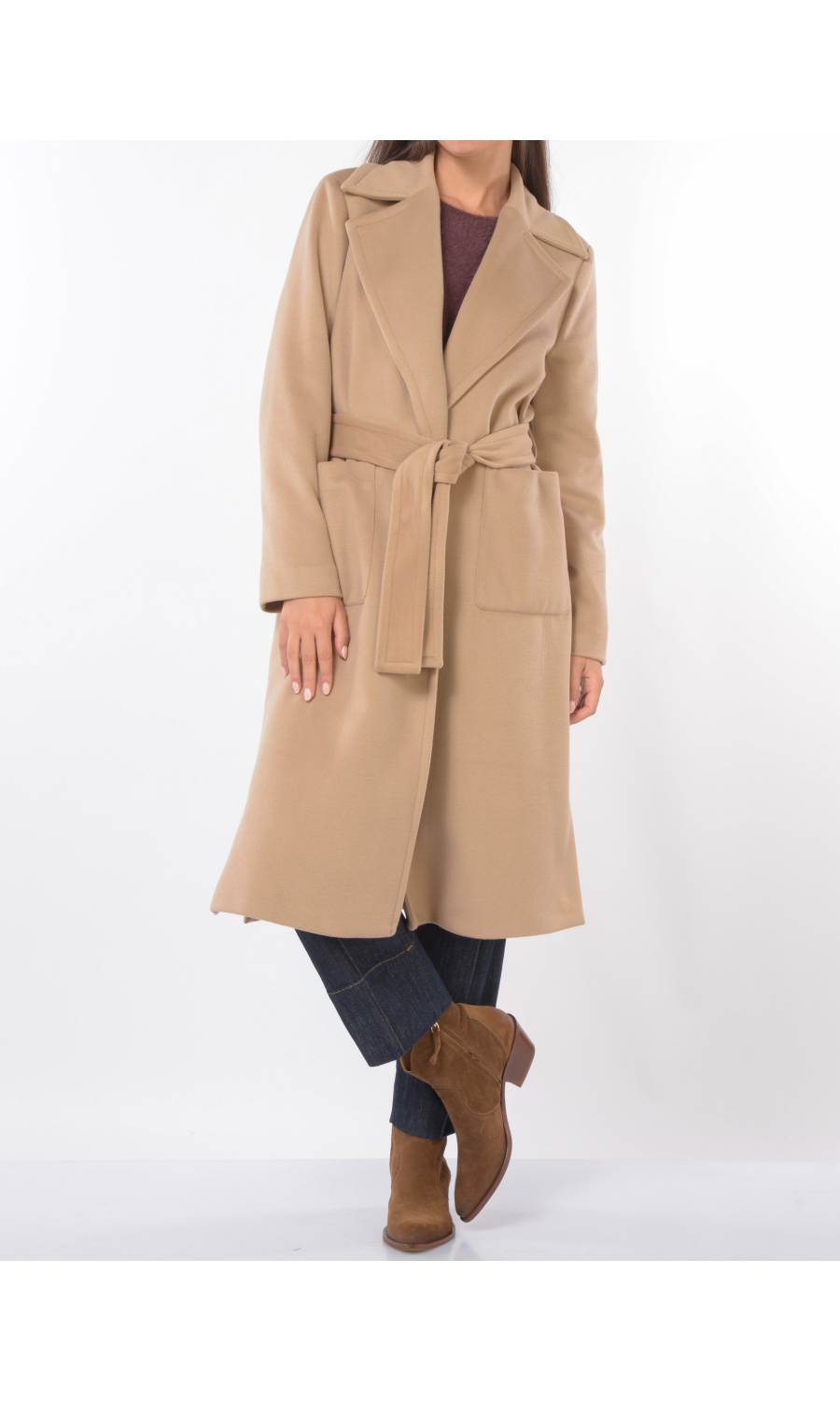 cappotto da donna Kaos Jeans con cintura e tasche