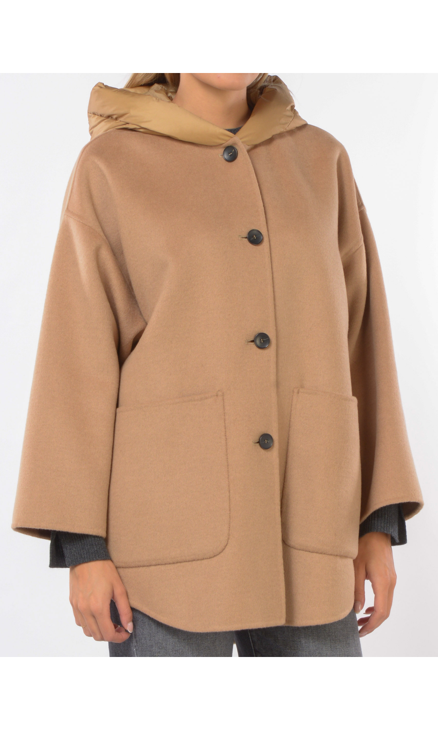 cappotto da donna Seventy in lana e cachemire con cappuccio