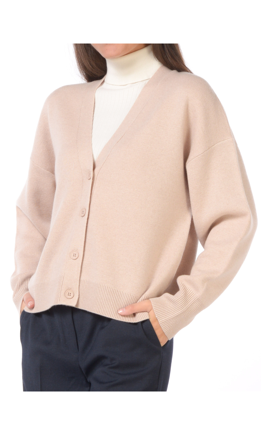 cardigan da donna Icona By Kaos boxy in viscosa e lana