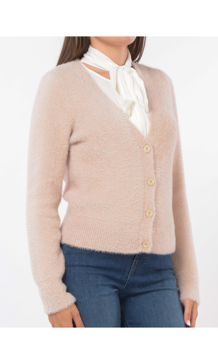 cardigan da donna Kaos Jeans effetto peluche con scollo a V