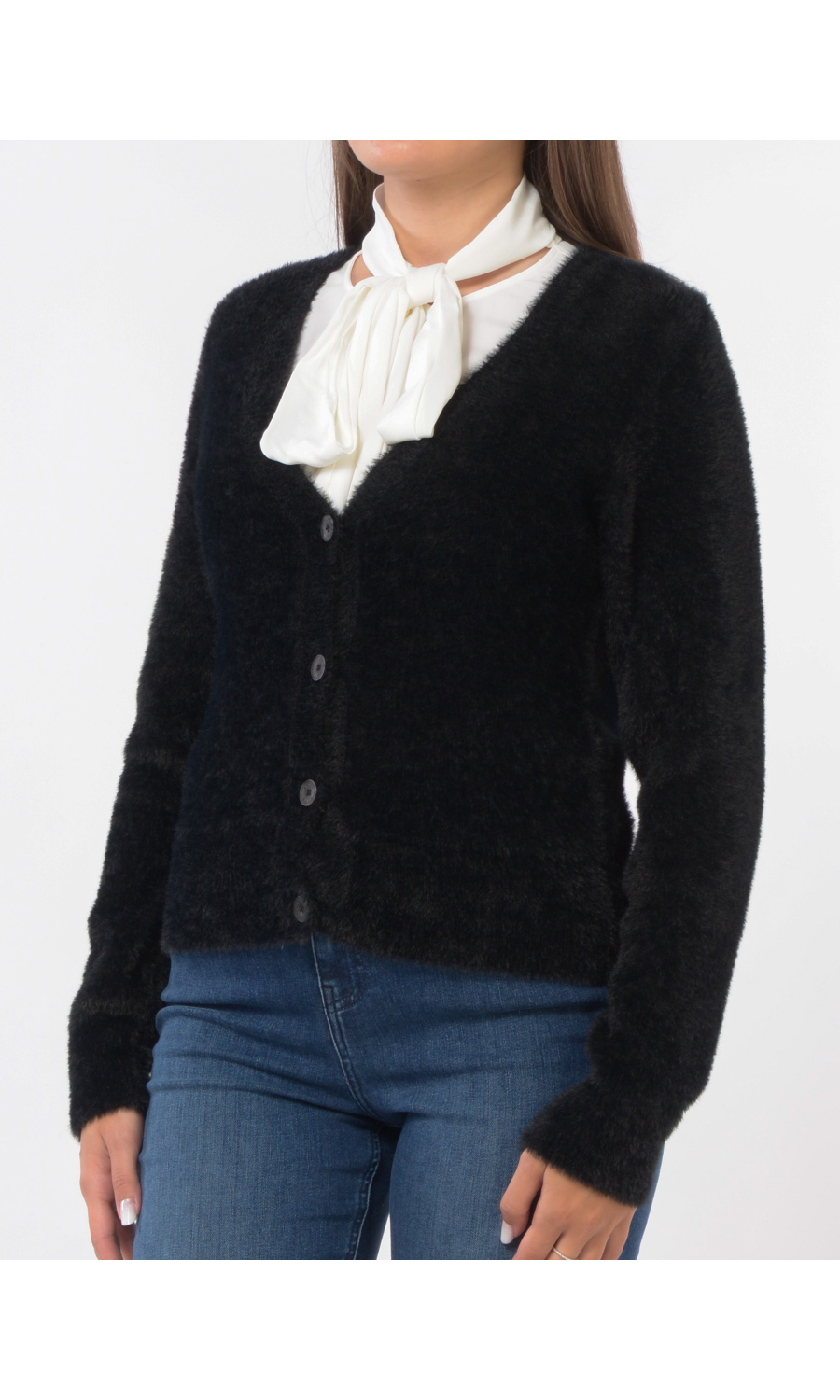 cardigan da donna Kaos Jeans effetto peluche con scollo a V
