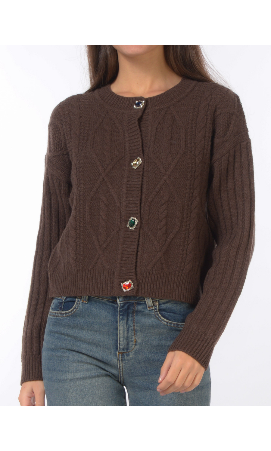 cardigan da donna Liu Jo lavorato bottoni gioiello