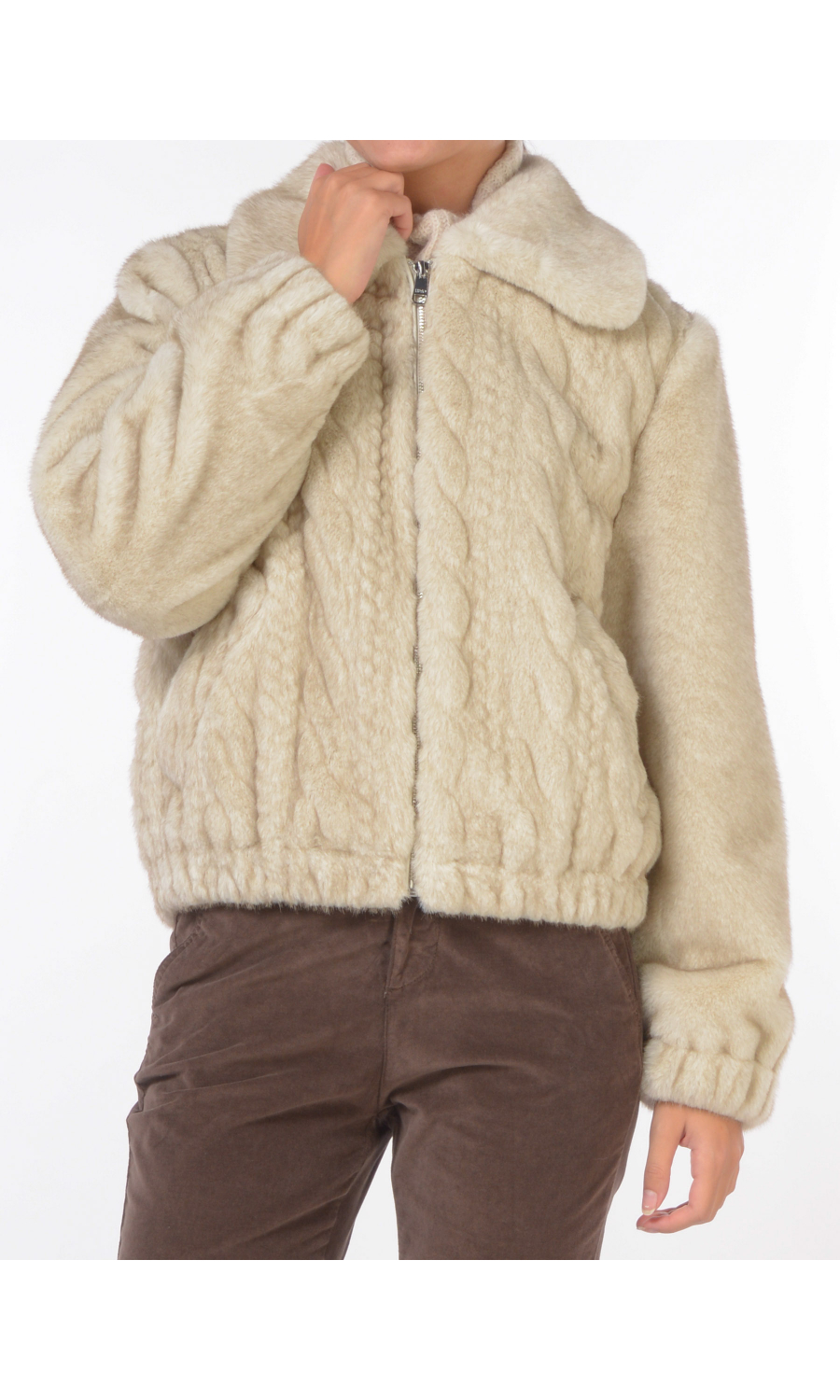 ecopelliccia da donna Liu Jo effetto trecce con zip