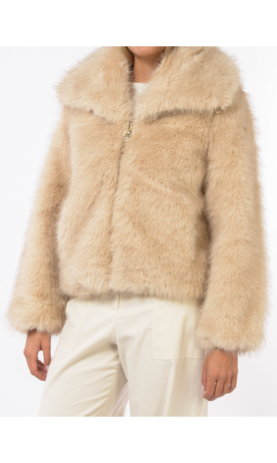 ecopelliccia da donna Nenette con ampio collo e zip