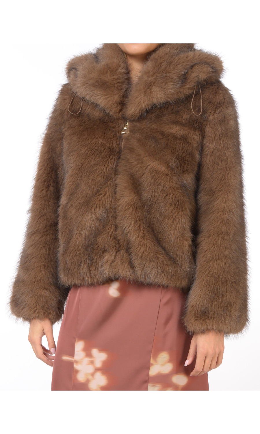 ecopelliccia da donna Nenette con ampio collo e zip