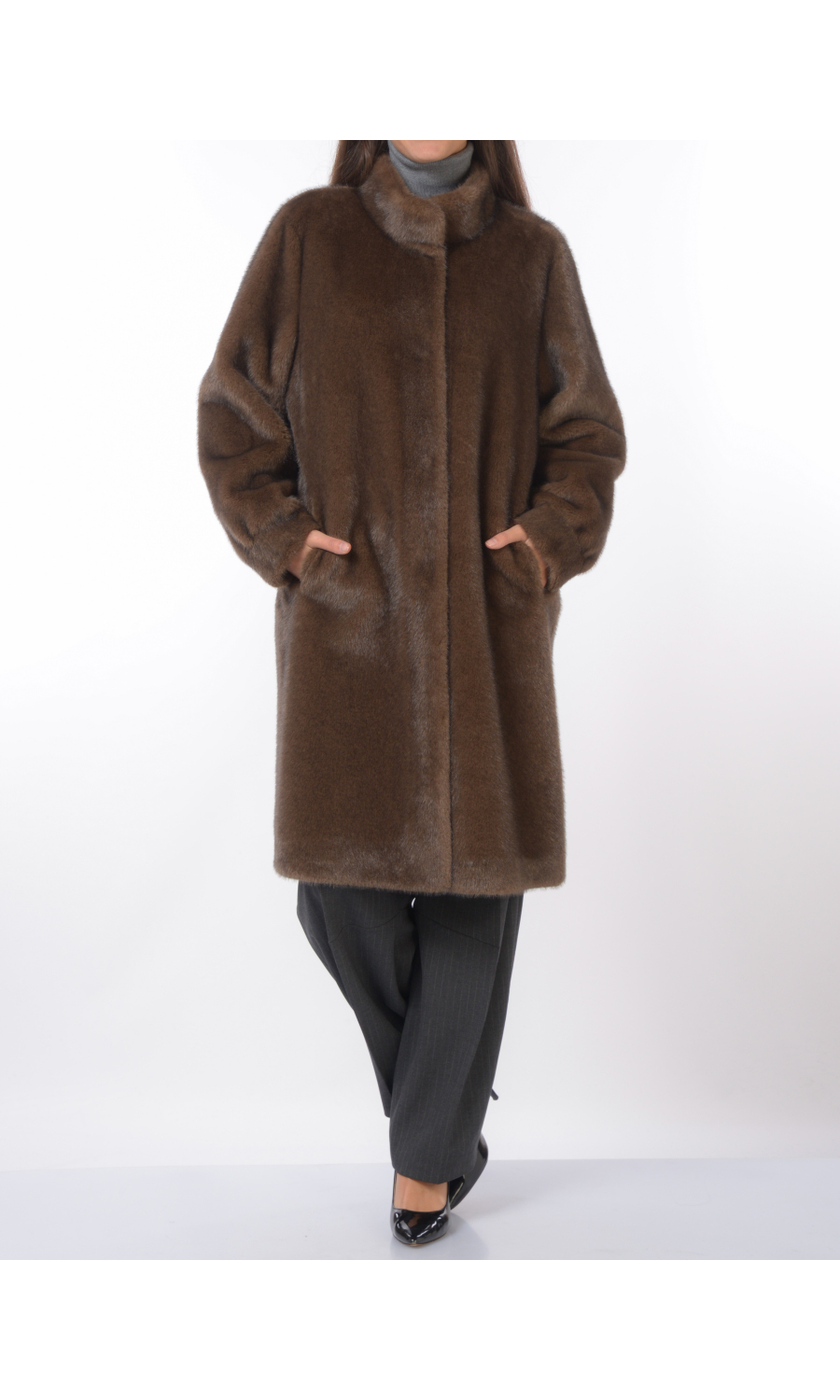 ecopelliccia da donna Seventy lunga con tasche