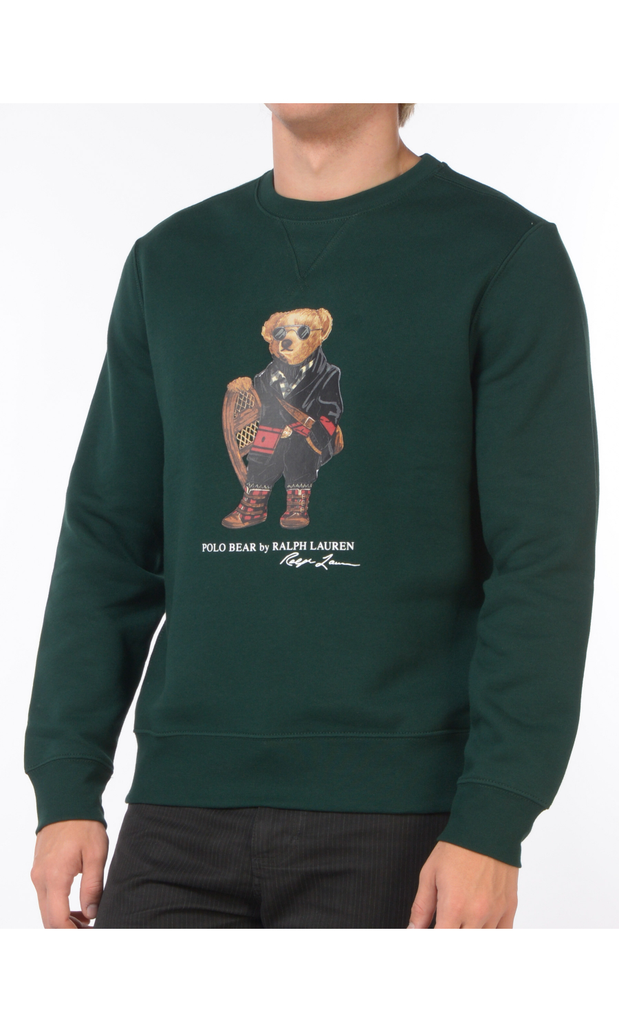 felpa da uomo Ralph Lauren girocollo stampa orsetto