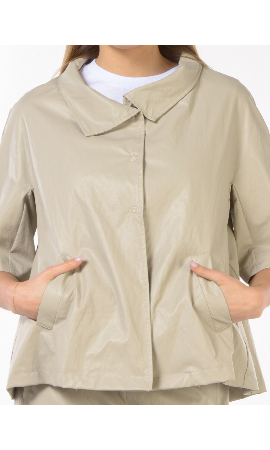 giacca da donna Jurere effetto pelle con collo a cratere