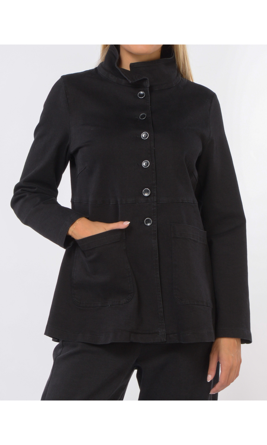 giacca da donna Jurere effetto denim con collo a cratere