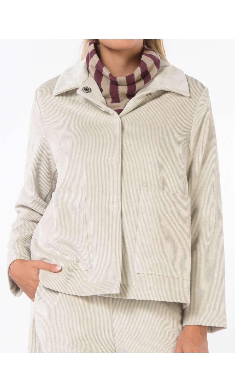 giacca da donna Jurere in velluto rigato con tasche