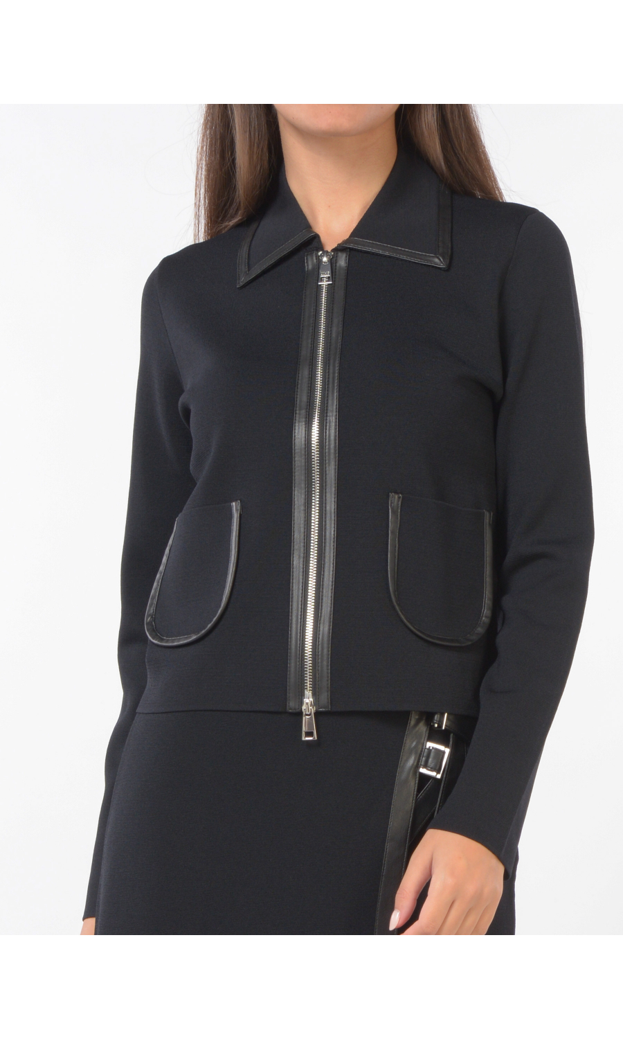 giacca da donna Liu Jo in maglia con profili in similpelle