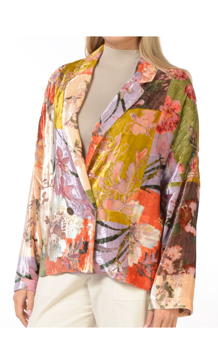 giacca da donna Nenette a fantasia multicolor effetto velluto