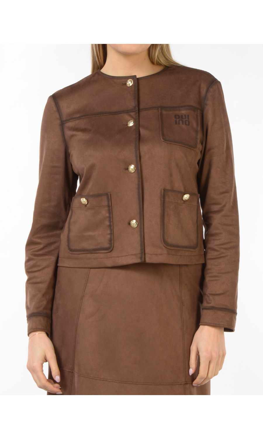 giacca da donna effetto camoscio con tasche