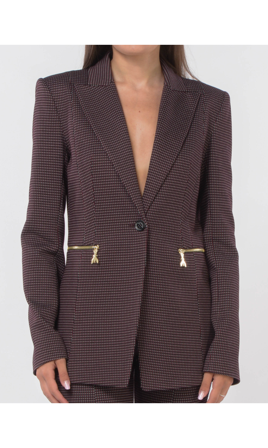 giacca da donna Patrizia Pepe a fantasia check con zip