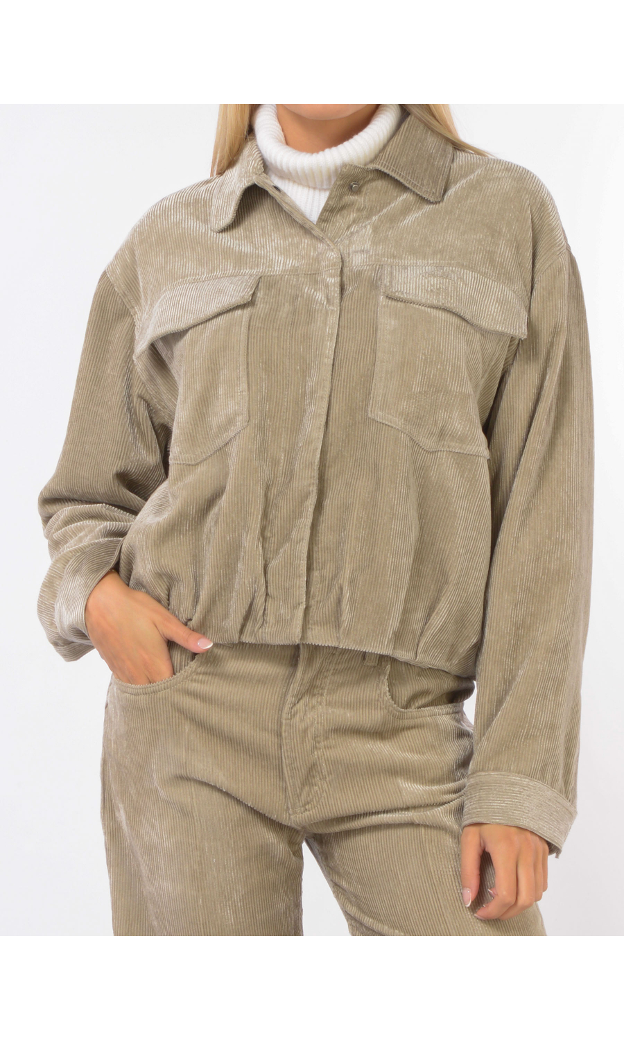 giacca da donna Seventy in velluto rigato con tasche