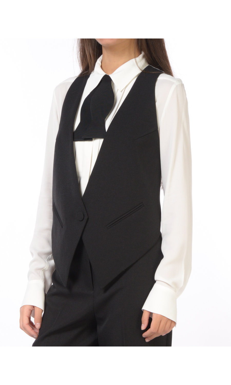 gilet da donna Nenette asimmetrico con inserto a righe