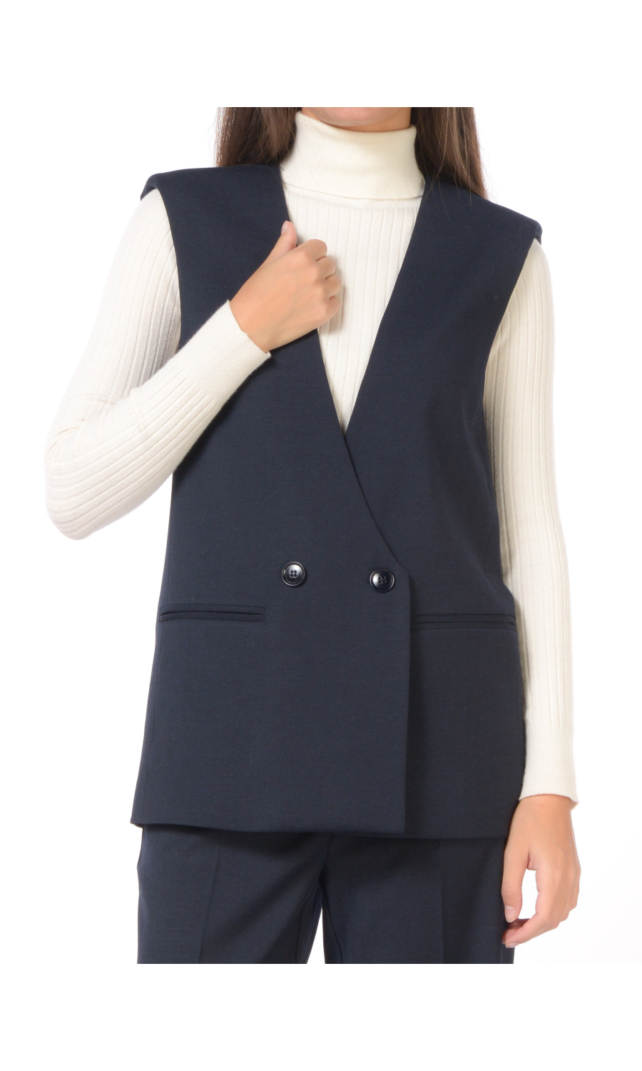 gilet da donna Twinset a doppiopetto in misto lana