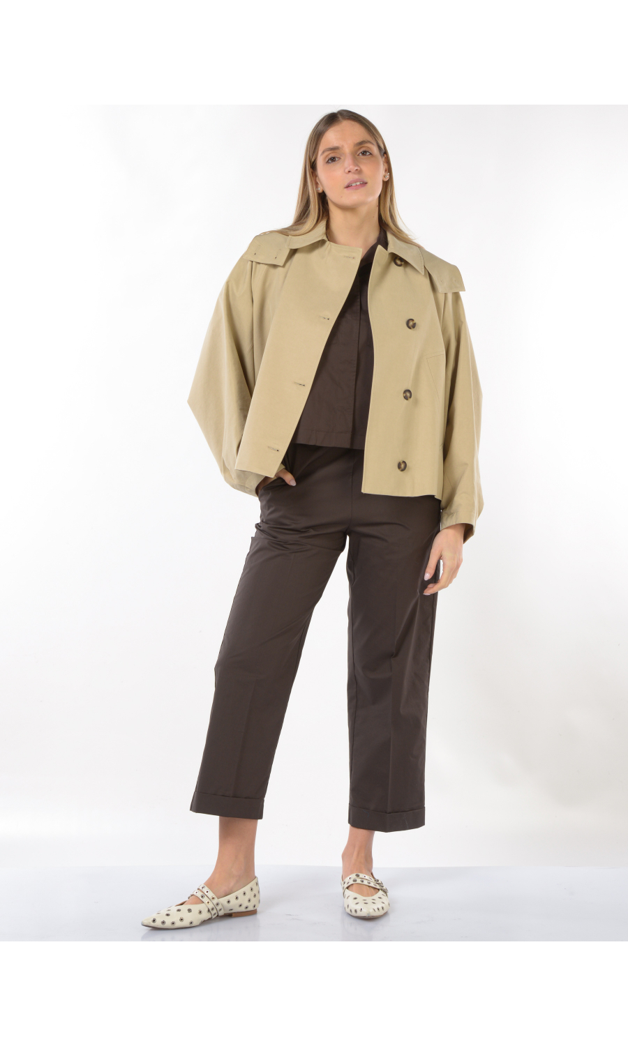 giubbino da donna Meimeij a pipistrello con cappuccio rimovibile