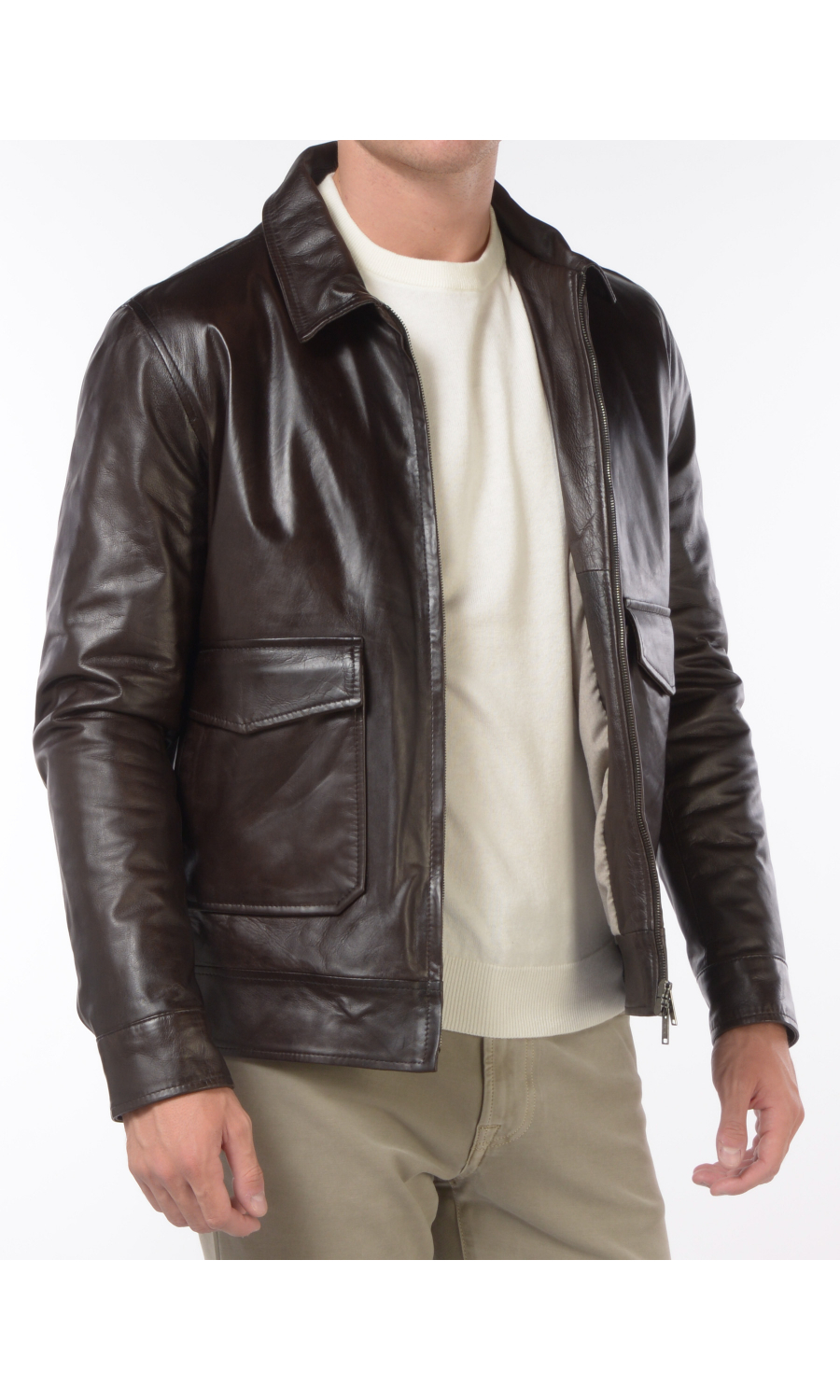 giubbino da uomo Volfagli Firenze in vera pelle con tasche