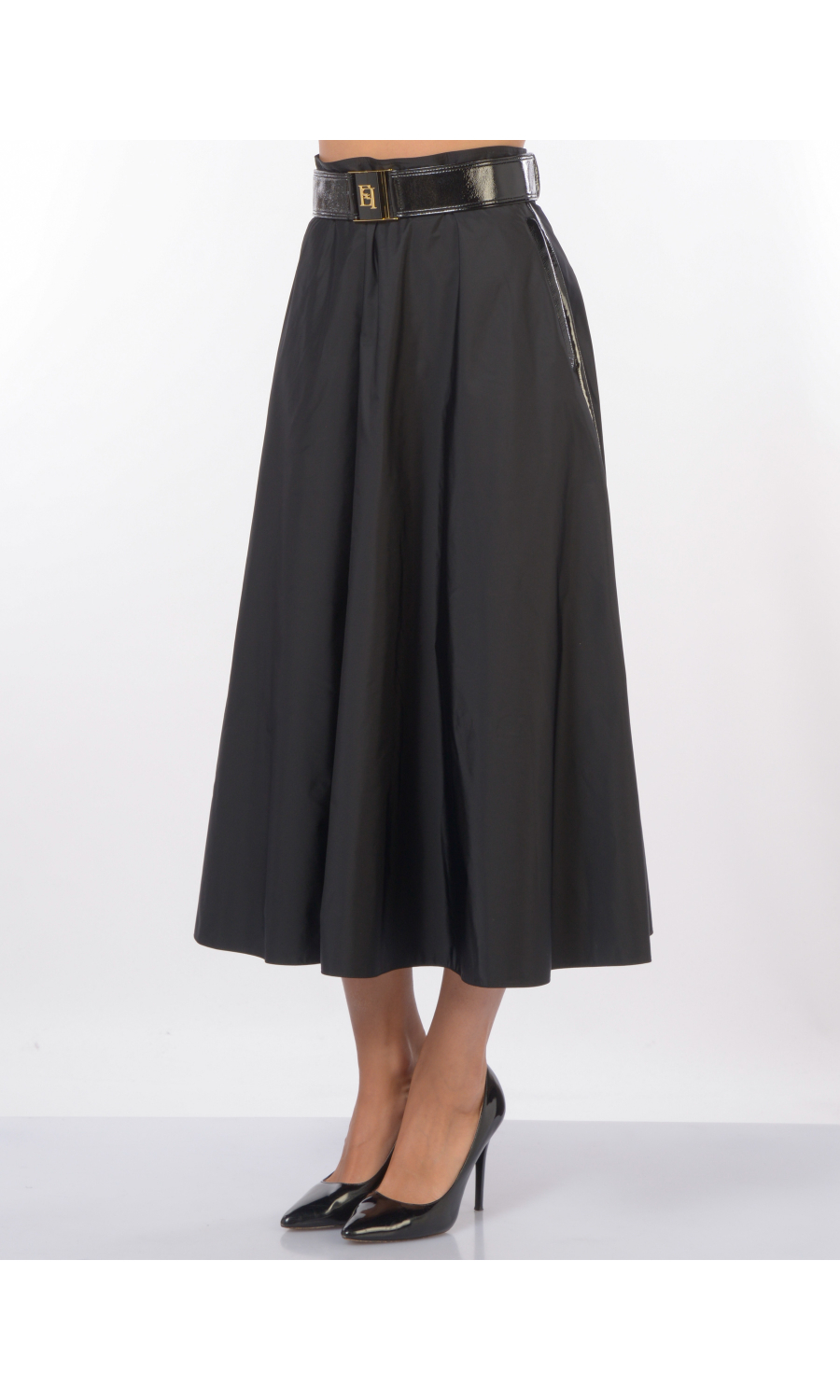 gonna lunga da donna Elisabetta Franchi in tessuto vela con cintura