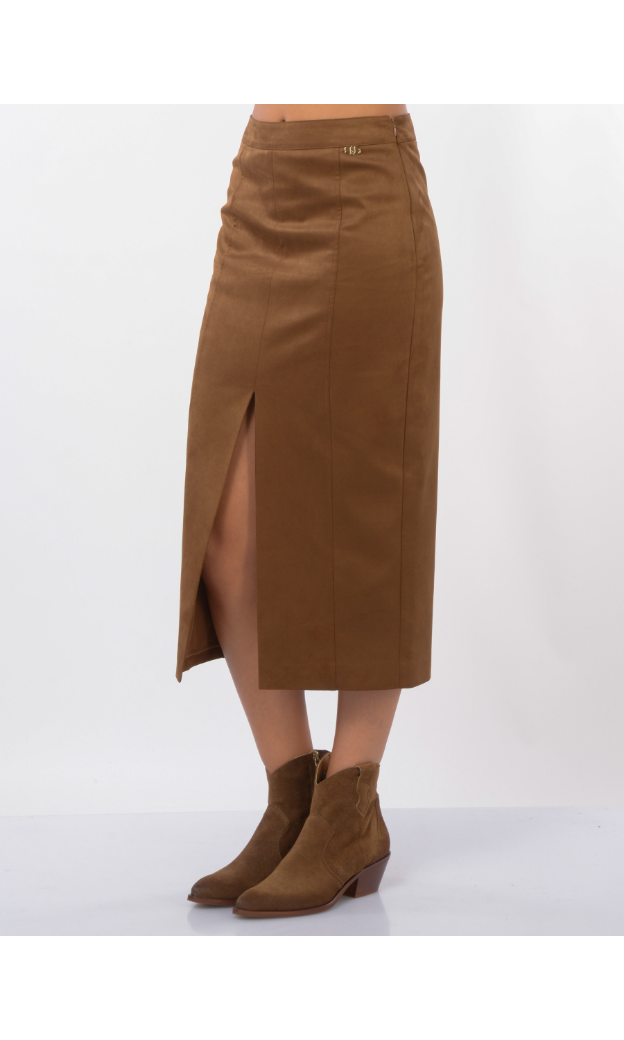 gonna lunga da donna Liu Jo effetto camoscio con linea a matita