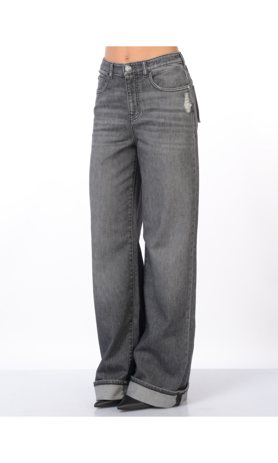 jeans da donna Emporio Armani wide leg con balza