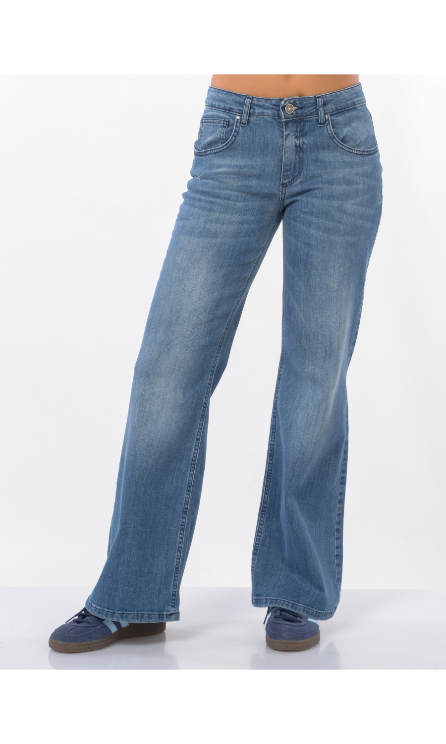 jeans da donna a palazzo stone washed