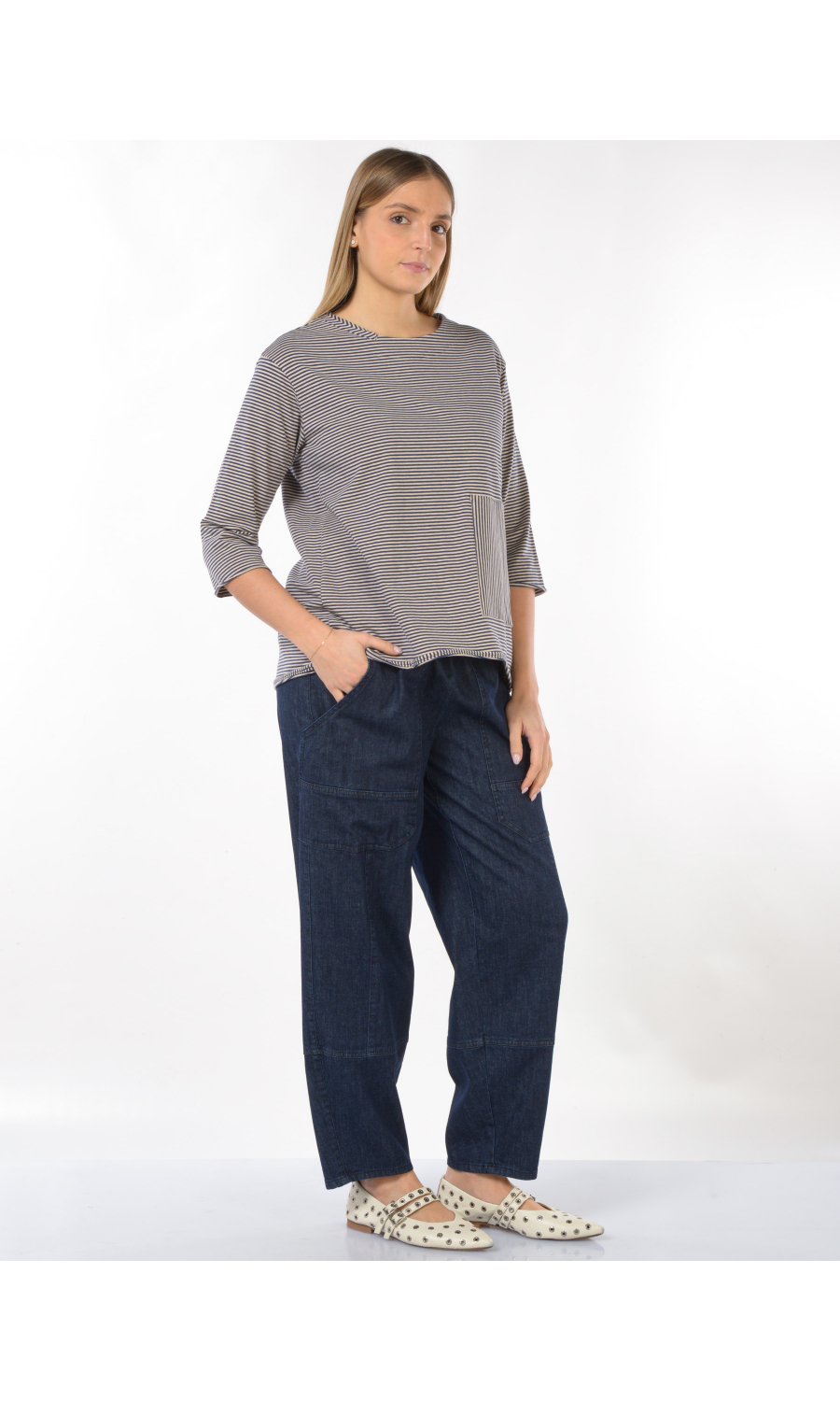 jeans da donna Jurere cargo in denim con linea carrot